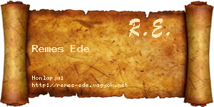 Remes Ede névjegykártya